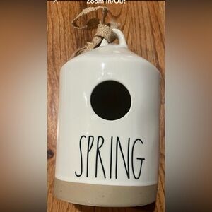 Rae Dunne White Ceramic Birdhouse saying Spring